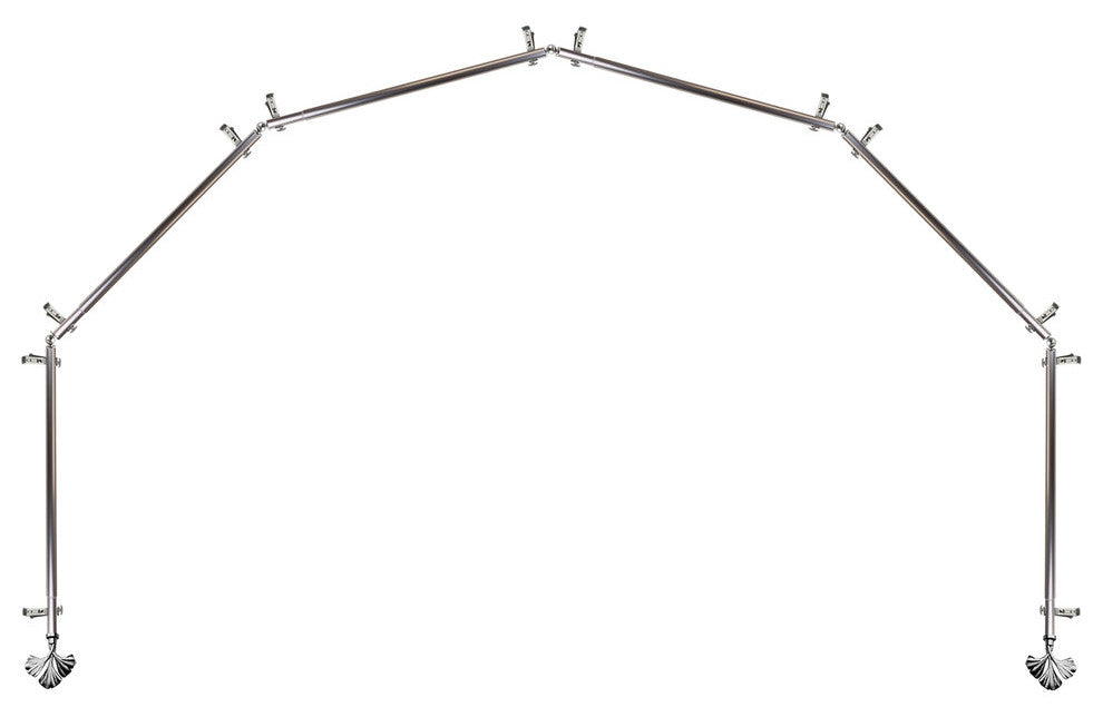 Florence 13/16" 6-Sided Bay Window Curtain Rod, Satin Nickel