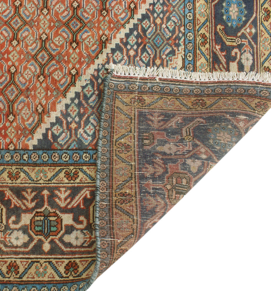 Fine Vintage Distressed Arezoo Rust/Navy Rug, 6'1x9'3