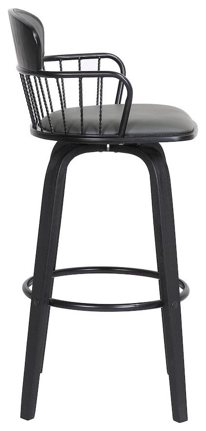Willow Upholstered Wood Swivel Bar or Counter Stool