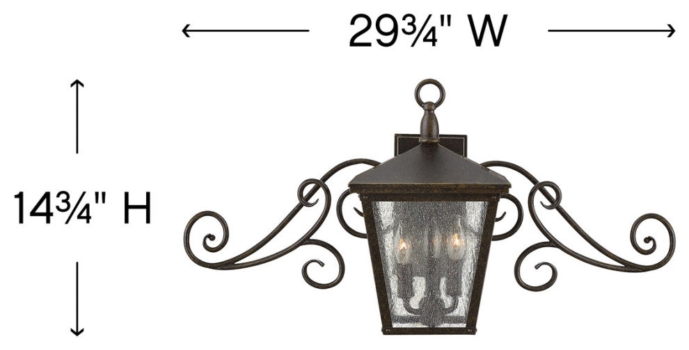 Hinkley Trellis Small Wall Mount Lantern With Scroll, Regency Bronze