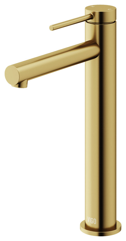 VIGO Jewel 11" H Single Handle Single Hole Bathroom Vessel Faucet, Matte Brushed Gold