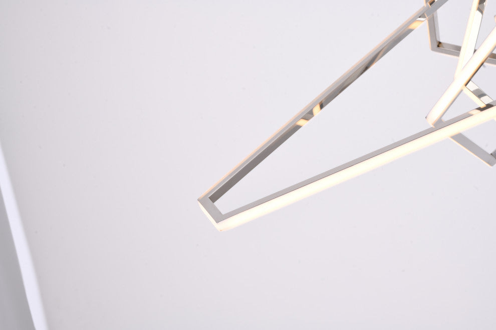 Chrome Geometric Stainless Steel Frame LED Light Fixture