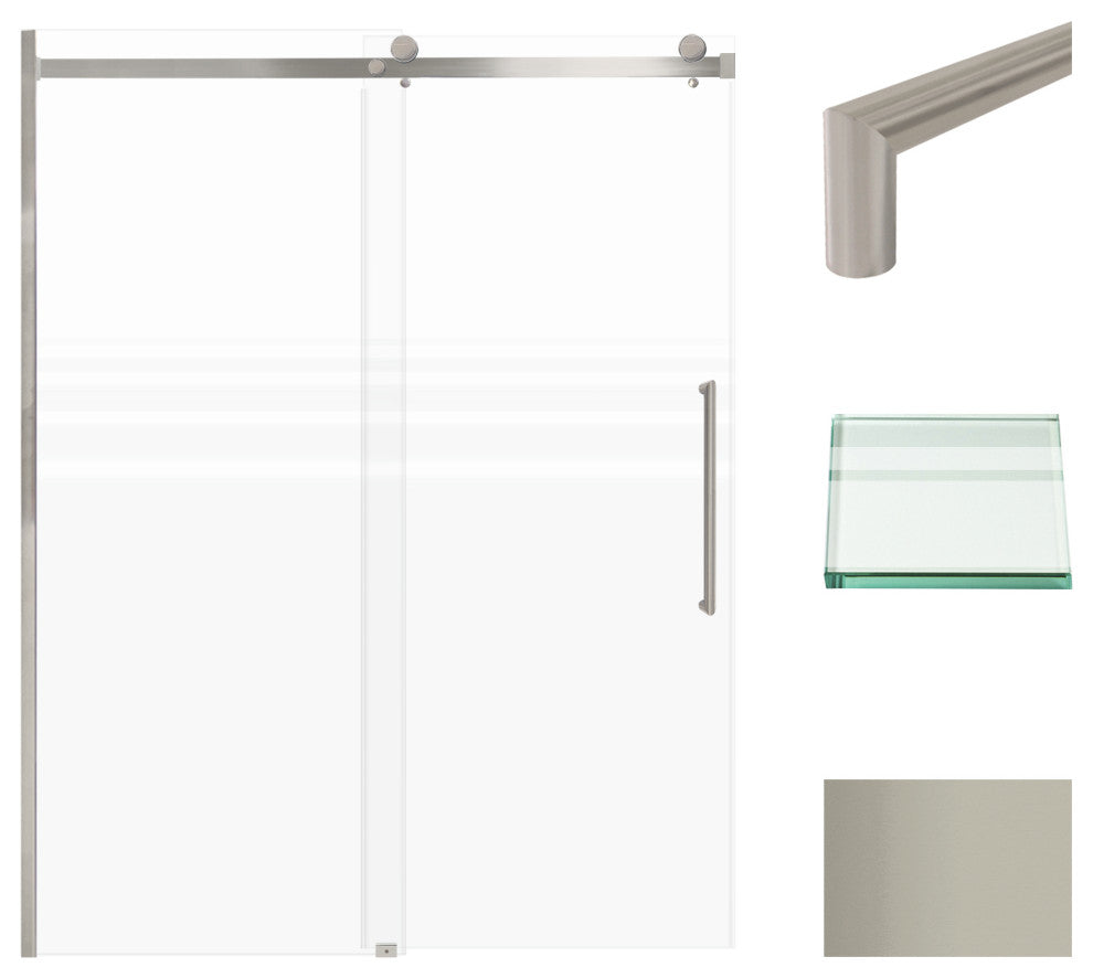 Madeline 60"x76" Frameless Shower Door with Fixed Panel in Brushed Stainless