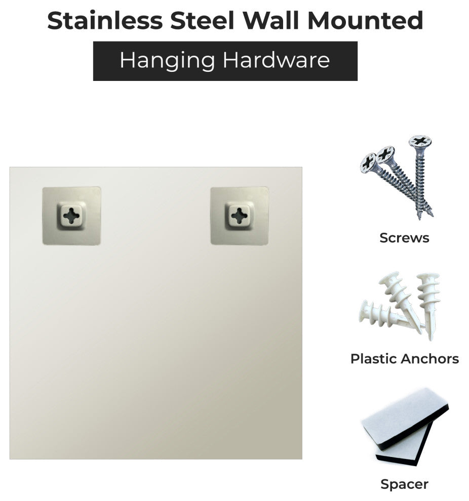 Square Beveled Polished Frameless Wall Mirror With Hooks, 36"