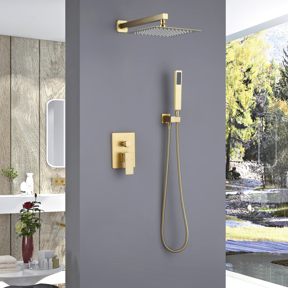 Pressure Balanced Rain Shower System with Hand Shower-Includes Rough-in Valve, B