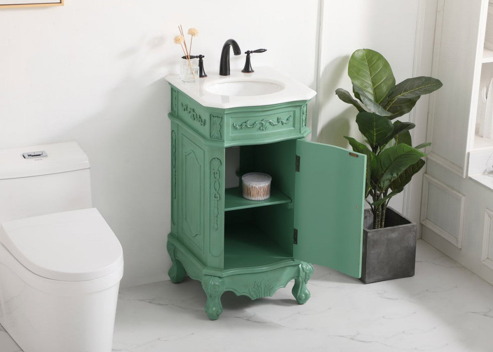 19" Single Bathroom Vanity, Vintage Mint