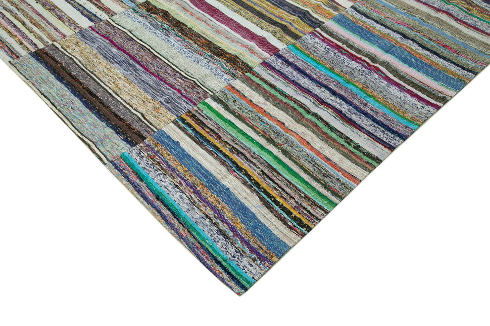 Rug N Carpet - Handmade Oriental 8' 7'' x 12' 2'' Unique Patchwork Kilim Rug