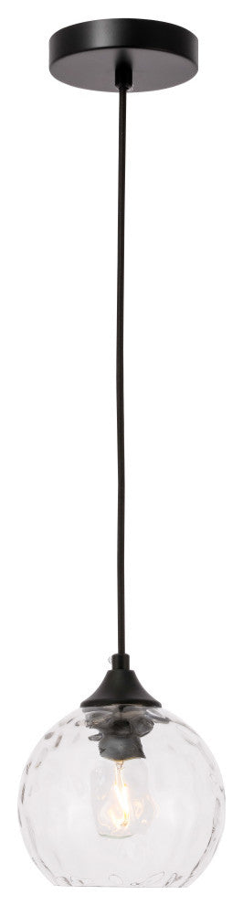 Black Finish And Clear Glass 1-Light Pendant
