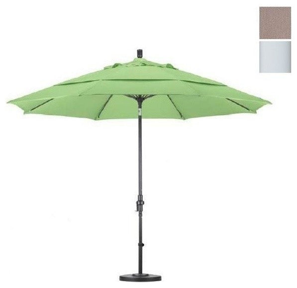 11' Matted White Collar Tilt Crank Aluminum Umbrella, Champagne Olefin