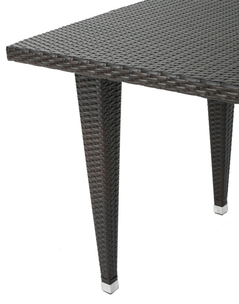 GDF Studio 5-Piece Tomley Outdoor Multi-Brown Wicker 35" Square Dining Set