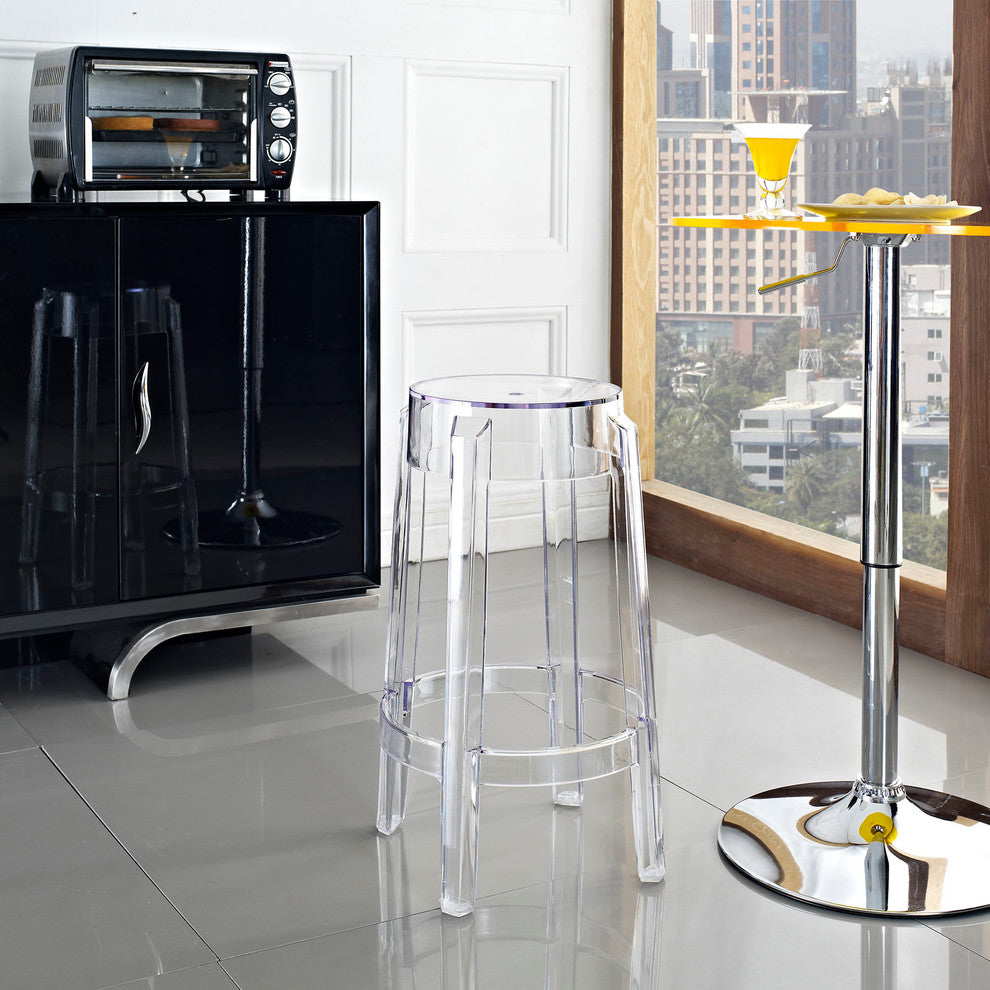 Modern Contemporary Dining Kitchen Counter Stool Clear Smoke