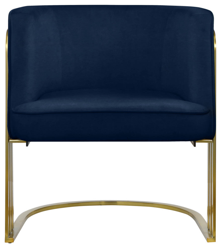 Rays Velvet Upholstered Accent Chair, Navy