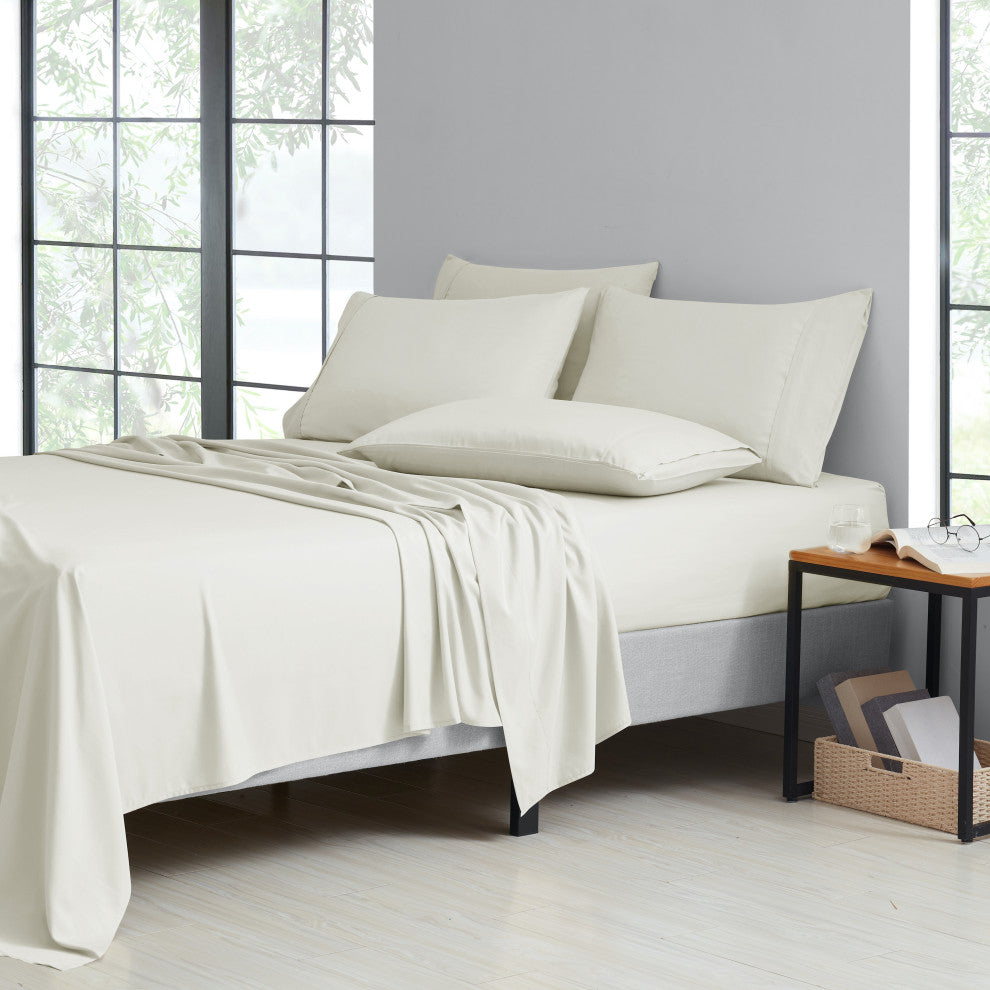 Kathy Ireland 2000TC Cotton Rich 6 Piece Sheet Set, Ivory, Queen