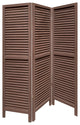 Stylish Three Panel Washed Brown Shutter Divider Screen