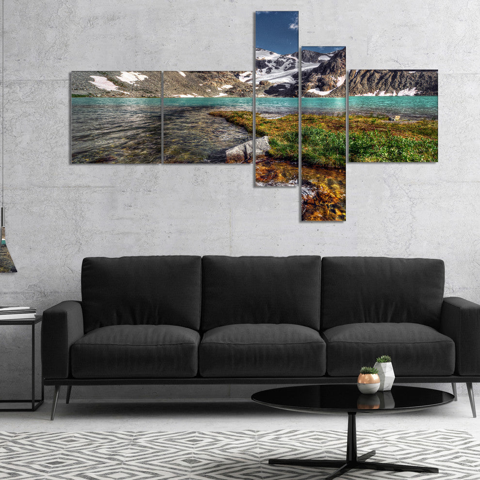 Crystal Clear Creek in Mountains, Landscape Canvas Art, 60"x32", 5 panels