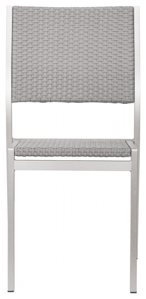 Set of Two Silver Armless Chairs