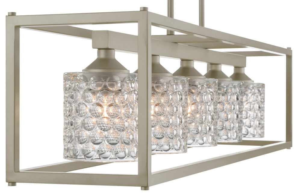 Elegant Cut Crystal Glass 5-Light Linear Pendant