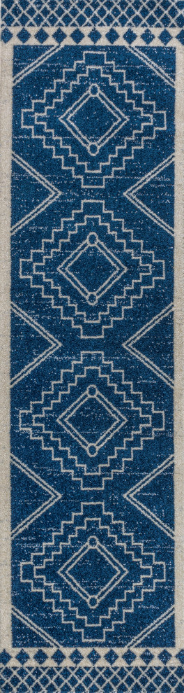 Amir Moroccan Beni Souk Rug, Navy/Ivory, 2 X 8