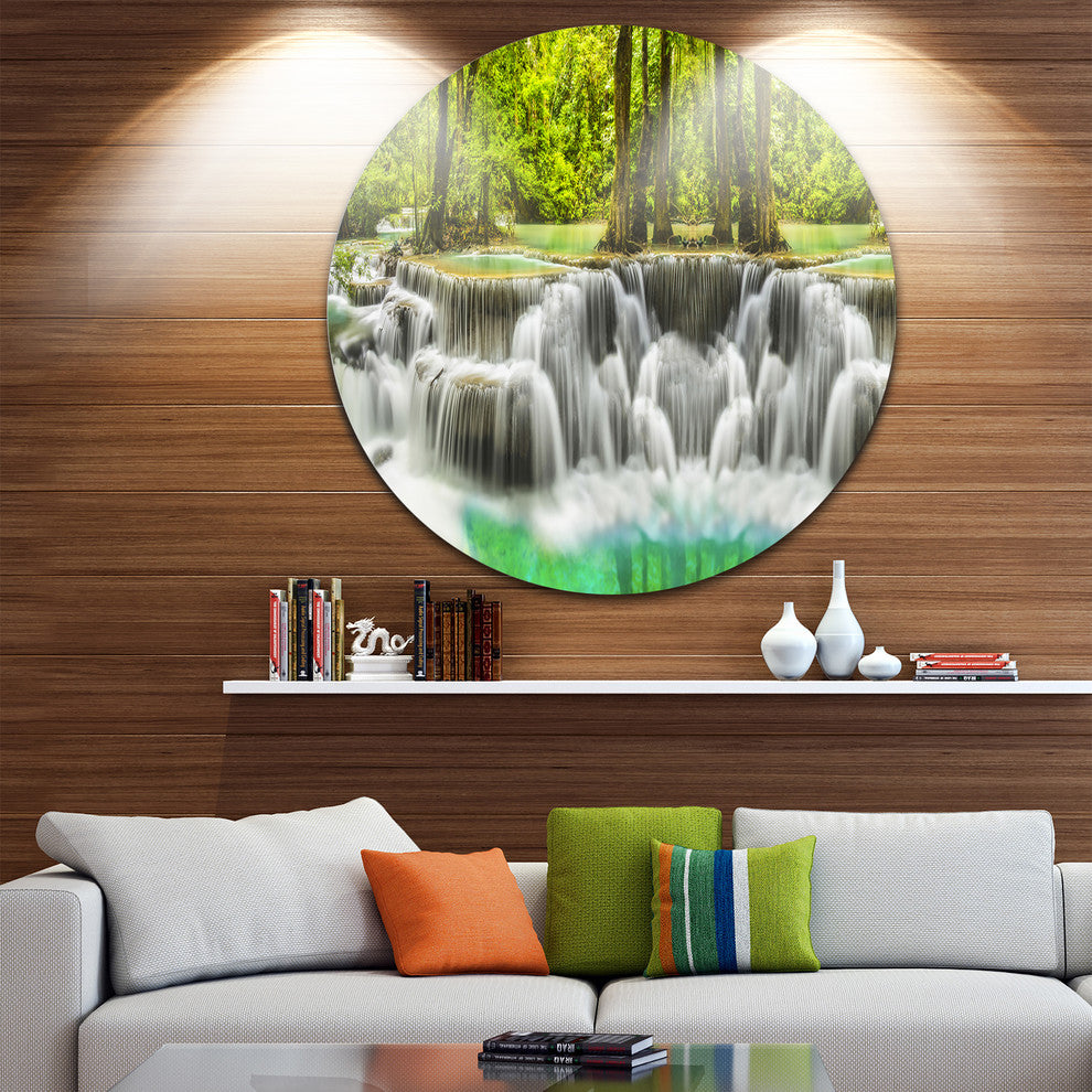Erawan Waterfall Kanchanaburi Province, Round Wall Art, 38"