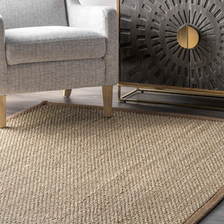 Nuloom Jute and Sisal Elijah Seagrass With Border Area Rug, Brown 5'x8'