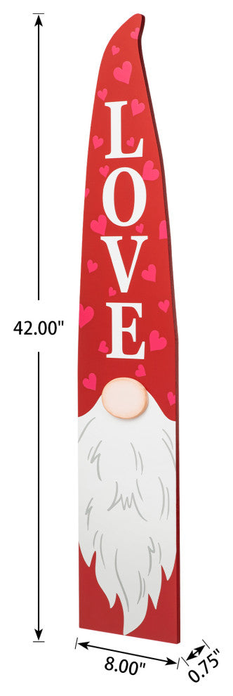 42"H Valentine's Wooden Gnome Porch Decor