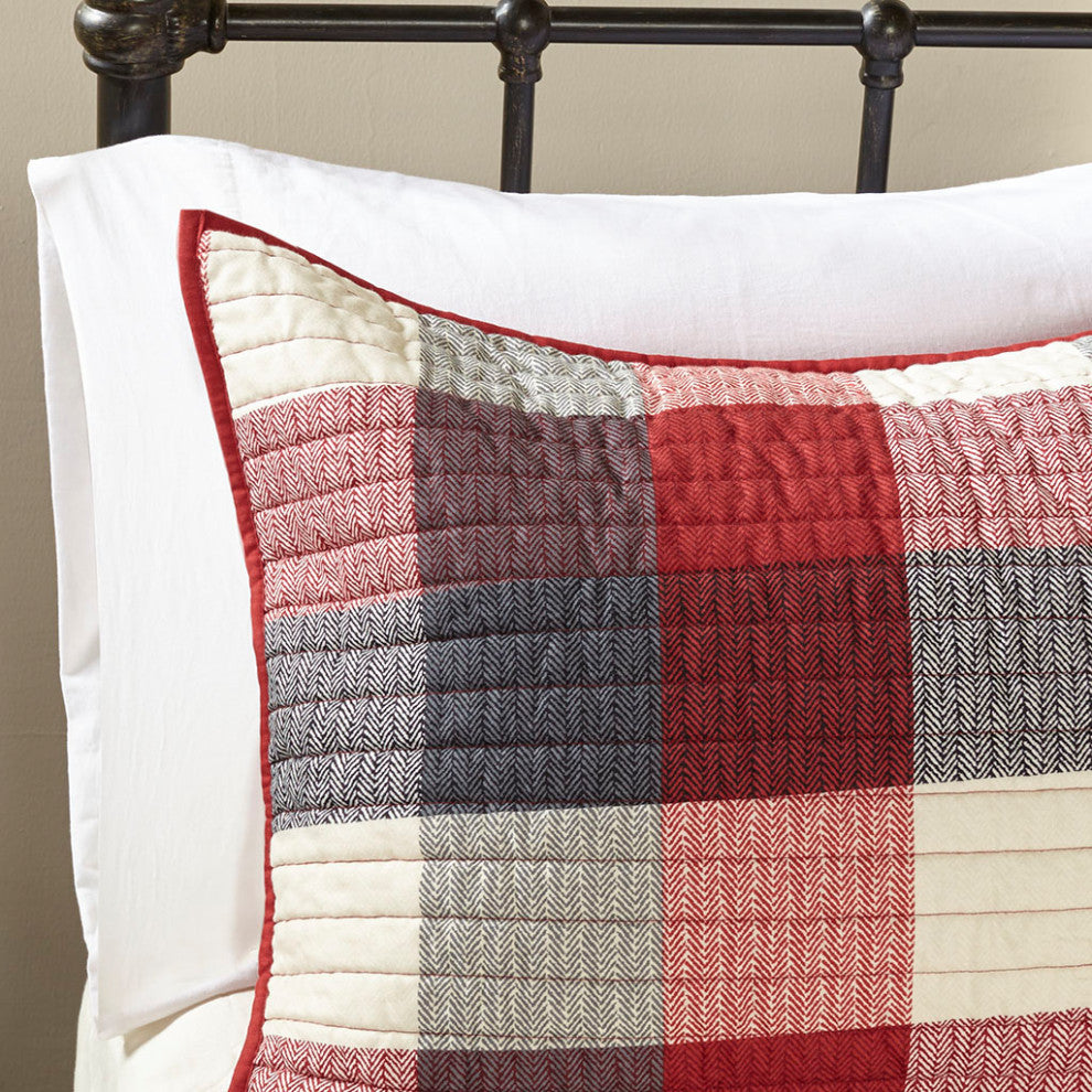 Madison Park Ridge 6 Piece Printed Herringbone Quilt Set With Throw Pillows