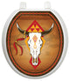 Cow Skull Toilet Tattoos Seat Cover, Vinyl Lid Decal, Bathroom Cling Sticker, Round