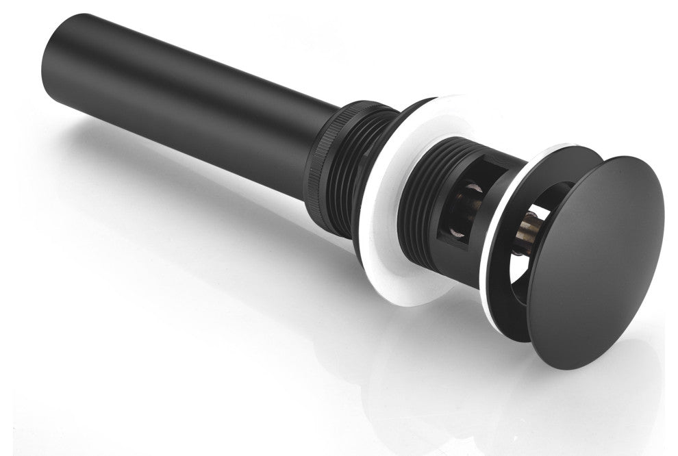 1-5/8" Push Pop-Up Drain Stopper With Overflow for Sink, Matte Black