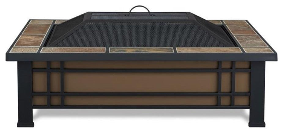 Real Flame Hamilton Wood Burning Fire Pit in Natural Slate Tile
