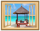 Beach Hut Window Decal Ocean Wall Decal Peel and Stick Mural -NW10 , 18"x22