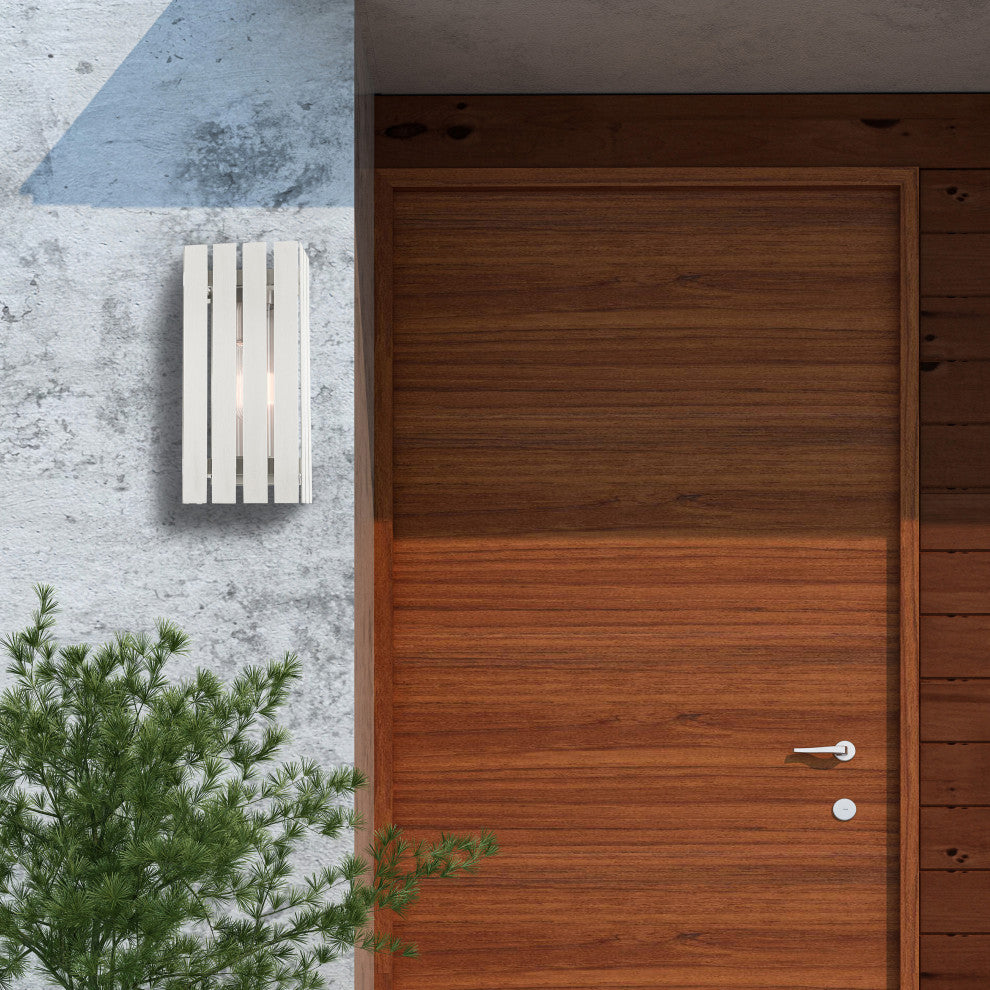 Livex Lighting Greenwich 1 Light Brushed Nickel Medium Outdoor Wall Lantern