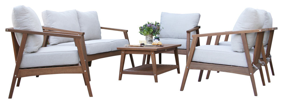 Eucalyptus 6-Piece Modern Seating Group With Coffee Table