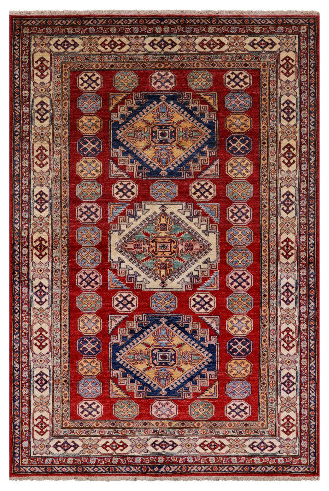 Super Kazak Hand Knotted Rug 4' 10" X 7' 3" Q4859