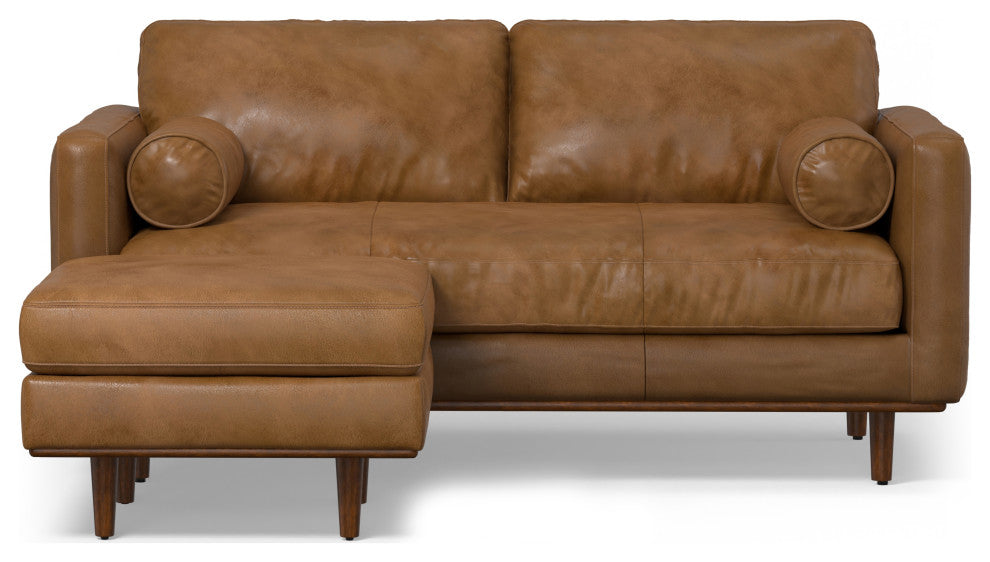 Morrison 72" Sofa and Ottoman Set, Caramel Brown, 72"