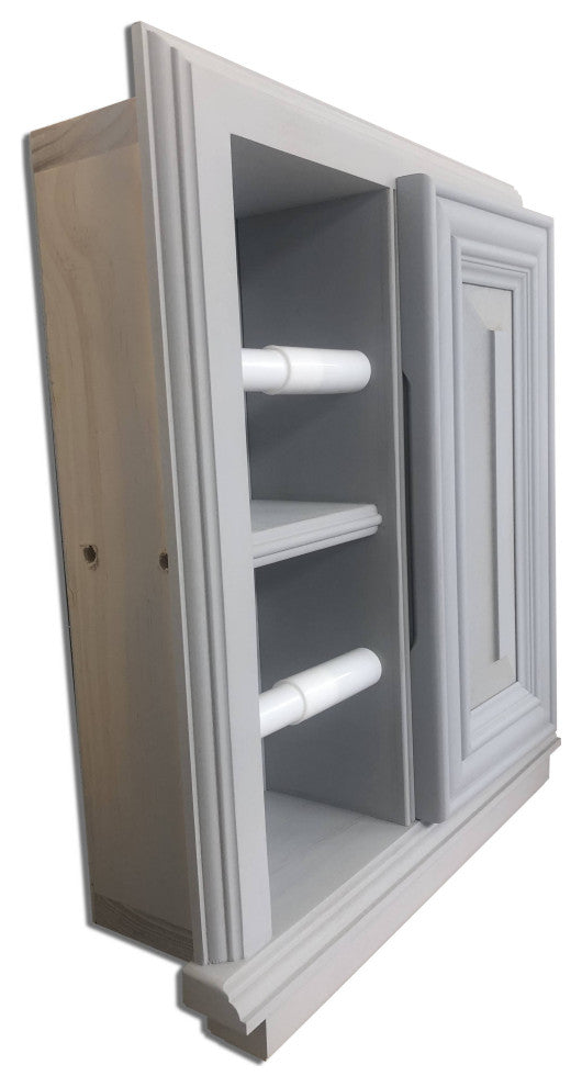 Hyacinth Wood Recessed Double Toilet Paper Holder With Cabinet 14x16.25, Primed Gray