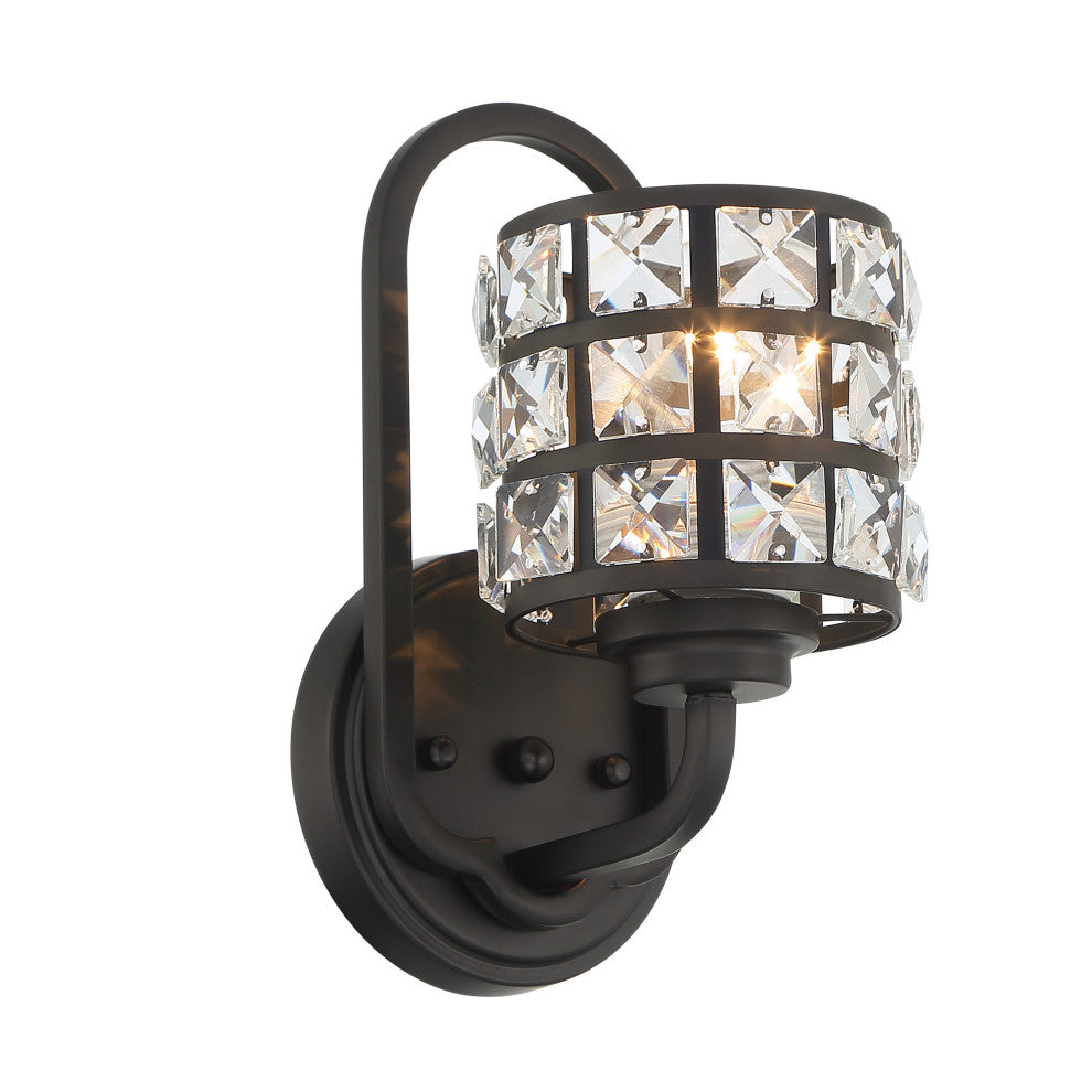 1 Light Matte Black Armed Sconce