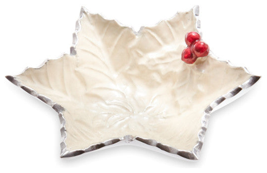 Holly Sprig Starflake 6" Bowl, Snow