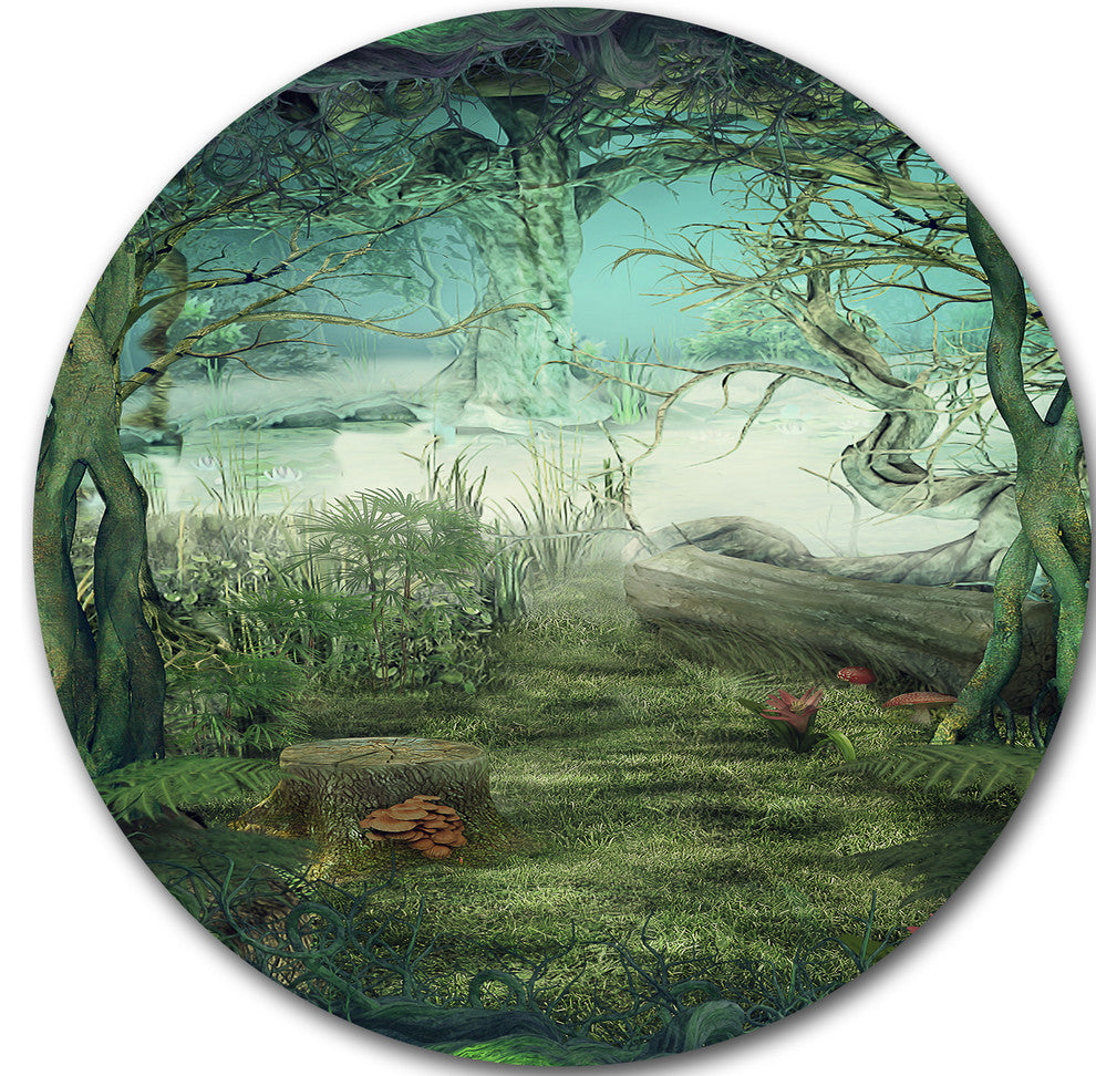 Green Forest Glade, Landscape Art Round Wall Art, 36"