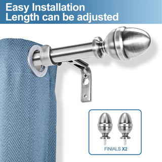 Adjustable Acorn Drapery 5/8" Rod, 48"-84", Brushed Steel