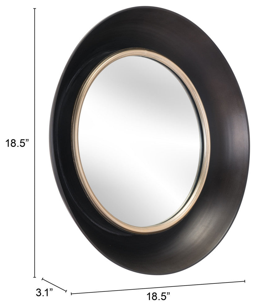 Modern Black Round Mirror