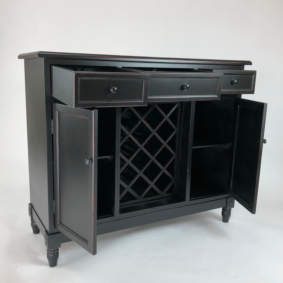 Wine Rack Sideboard, Aged Black