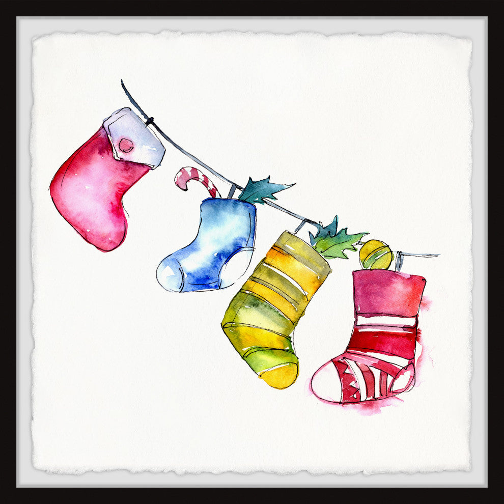 "Here Comes Santa" Framed Painting Print, 12x12
