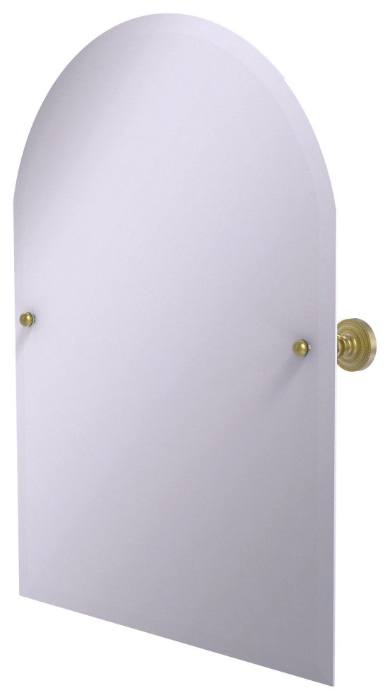 Frameless Arched Top Tilt Mirror with Beveled Edge, Satin Brass