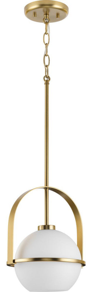 Delayne Collection 12.37" 1-Light Brushed Bronze Etched Opal Pendant Light