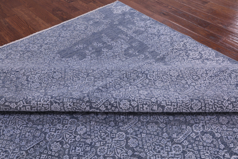 9' 1" X 12' 2" Wool and Silk Modern Hand-Knotted Rug Q8459