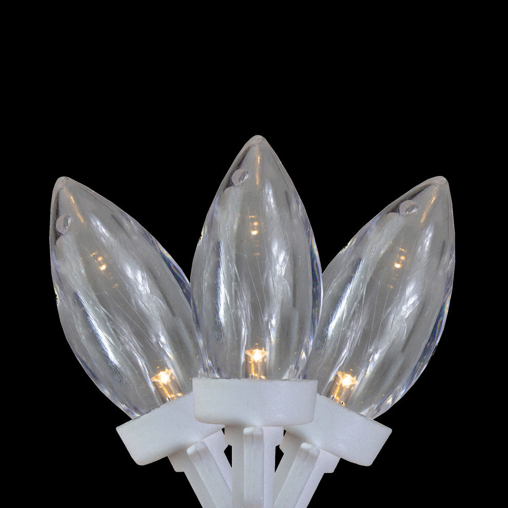 Commercial 100-LED Faceted C9 Christmas Lights on Spool, White Glass