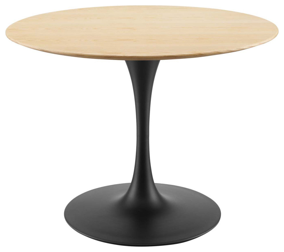 Dining Table, Round, Wood, Black Brown Natural, Modern, Cafe Bistro Restaurant