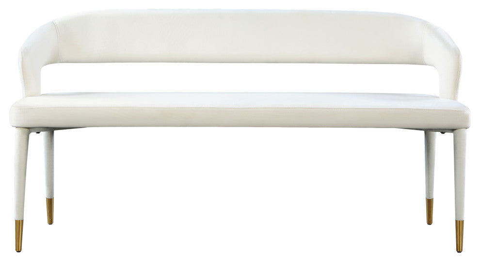 Destiny Upholstered Bench, Cream, Velvet