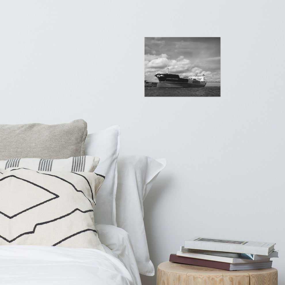 Industrial Style Wall Art: Ship St. Johns River Black & White Unframed, 11" X 14"