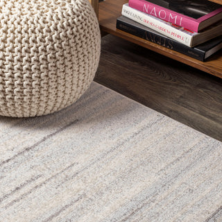 Linear Modern Half-Stripe Area Rug, Gray/Cream, 3 X 5